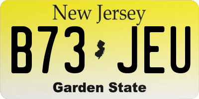 NJ license plate B73JEU