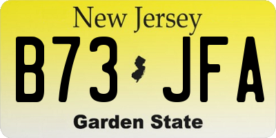 NJ license plate B73JFA