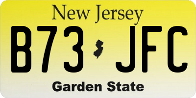 NJ license plate B73JFC