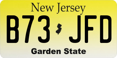 NJ license plate B73JFD