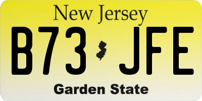 NJ license plate B73JFE