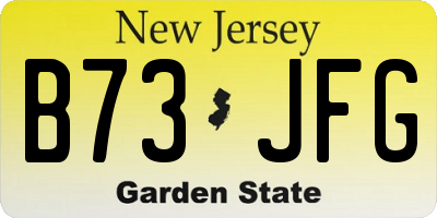 NJ license plate B73JFG
