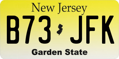 NJ license plate B73JFK