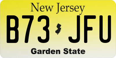 NJ license plate B73JFU