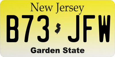 NJ license plate B73JFW