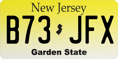 NJ license plate B73JFX