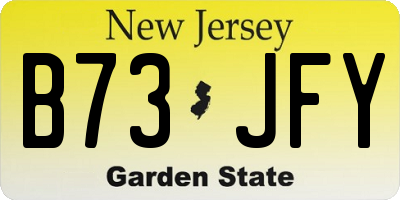 NJ license plate B73JFY