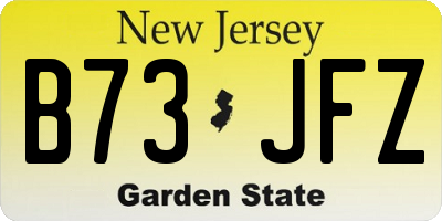 NJ license plate B73JFZ