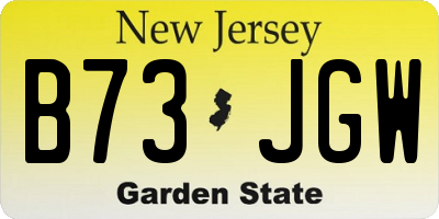 NJ license plate B73JGW