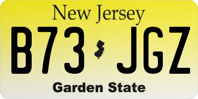 NJ license plate B73JGZ