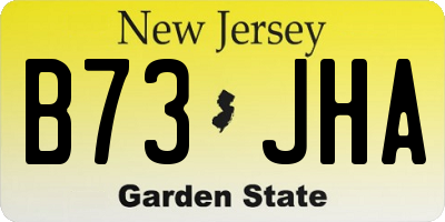 NJ license plate B73JHA