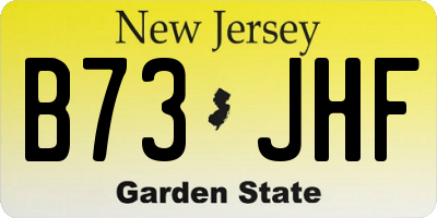 NJ license plate B73JHF