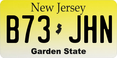 NJ license plate B73JHN