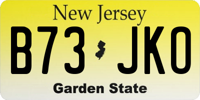 NJ license plate B73JKO