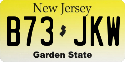 NJ license plate B73JKW