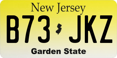 NJ license plate B73JKZ