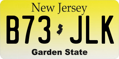 NJ license plate B73JLK