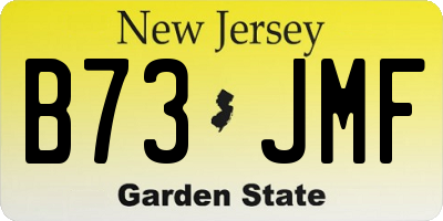 NJ license plate B73JMF
