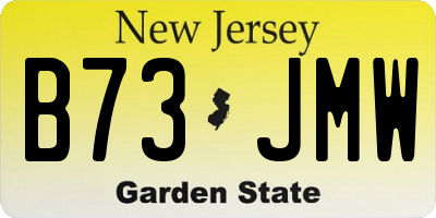 NJ license plate B73JMW
