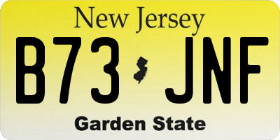 NJ license plate B73JNF