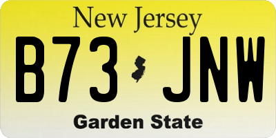 NJ license plate B73JNW