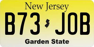 NJ license plate B73JOB