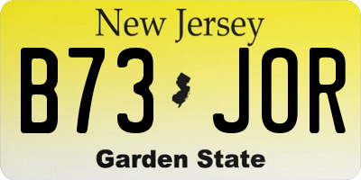 NJ license plate B73JOR