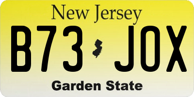 NJ license plate B73JOX