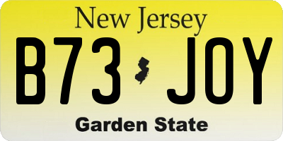 NJ license plate B73JOY
