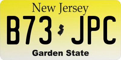 NJ license plate B73JPC