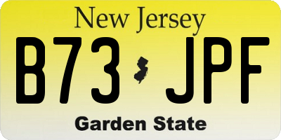NJ license plate B73JPF