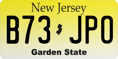 NJ license plate B73JPO