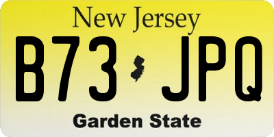 NJ license plate B73JPQ