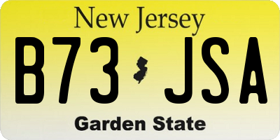 NJ license plate B73JSA