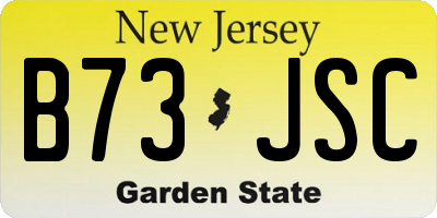 NJ license plate B73JSC