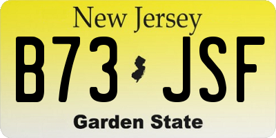 NJ license plate B73JSF