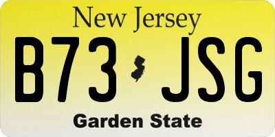 NJ license plate B73JSG