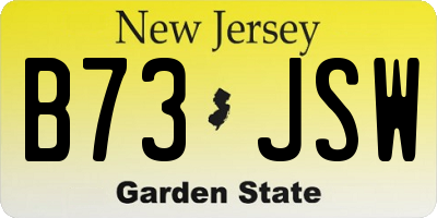 NJ license plate B73JSW