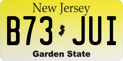 NJ license plate B73JUI