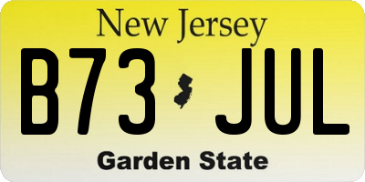 NJ license plate B73JUL