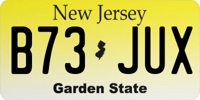 NJ license plate B73JUX