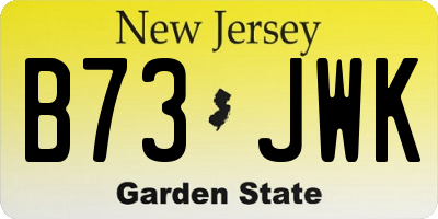 NJ license plate B73JWK
