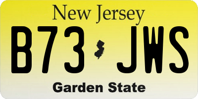 NJ license plate B73JWS