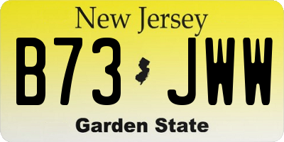 NJ license plate B73JWW