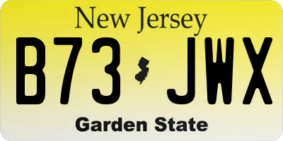 NJ license plate B73JWX