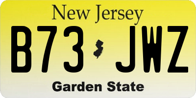 NJ license plate B73JWZ