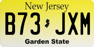 NJ license plate B73JXM