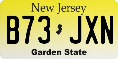 NJ license plate B73JXN