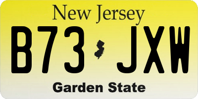 NJ license plate B73JXW