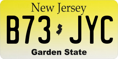 NJ license plate B73JYC